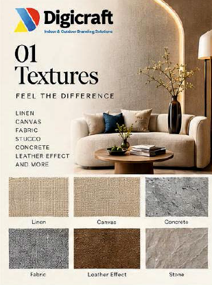 Custom wall textures collection featuring linen, plaster, concrete and leather effects